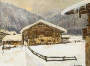 ANGERER Max 1877-1955,Alpenhof im Winter,1914,Wendl DE 2023-10-25