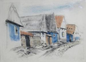 ANGHELUTA Corina Beiu 1919-2009,Houses in Poiana Sibiu,Alis Auction RO 2009-11-14