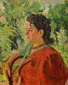 Angheluta Octavian 1904-1979,Tânără în grădină,GoldArt RO 2017-05-24