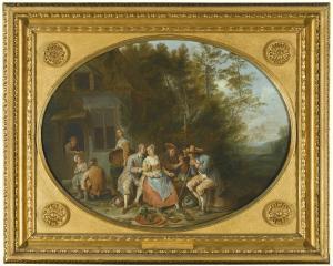 ANGILLIS Pieter,SCENE OUTSIDE AN INN WITH A WOMAN CUTTING VEGETABL,1725,Sotheby's 2013-04-30