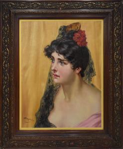 ANGLADA PINTO Luis 1873-1946,Hiszpański czar - Portret młodej kobiety,Rempex PL 2023-09-06