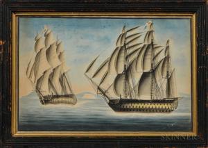 ANGLO AMERICAN SCHOOL,Two Maritime Scenes,19th Century,Skinner US 2017-11-04