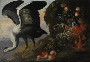 ANGOLO ZANI DI PISA,A heron with a basket of grapes, red currants and ,Bonhams GB 2013-10-30