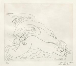 ANGUIANO Raúl 1915-2006,Leda y el Cisne,1980,Morton Subastas MX 2010-07-08