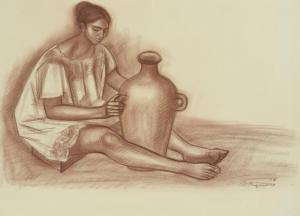 ANGUIANO Raúl 1915-2006,Mujer con vasija,1974,John Moran Auctioneers US 2024-04-23
