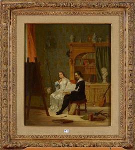 ANGUS John 1821-1874,La leçon de peinture dans l'atelier de l'artiste,VanDerKindere BE 2016-10-18