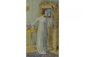 ANGUS Maria L 1800-1900,Woman at the china cabinet,Burstow and Hewett GB 2015-10-21