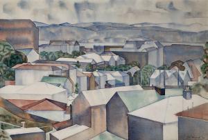 ANGUS Rita 1908-1970,Wellington Rooftops,1962,International Art Centre NZ 2022-09-01