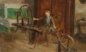 ANKER Albert 1831-1910,Girl at a reel,Galerie Koller CH 2015-06-26