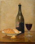 ANKER Albert 1831-1910,Stillleben: Alter Wein und Brot,Galerie Vogler CH 2008-11-15