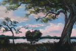ANN CARROLL Mary 1900-1900,Florida Highwayman Backwater Scene with Pink Sky,1967,Burchard 2021-10-17