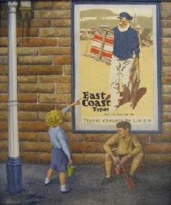 ANNABLE Peter 1949,A GIRL AND BOY ON THE PLATFORM OF AN EAST COAST RA,Anderson & Garland 2009-11-03
