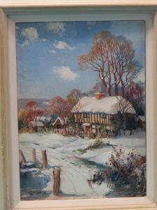 ANNISON Edward S,snow-covered country house and pathway,Campbells GB 2015-05-12