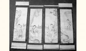 ANONYMOUS,4 rouleaux montés représentants des courtisanes,Adjug'art FR 2006-06-06
