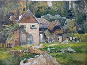 ANONYMOUS,a French farmhouse and thatched barn,1917,Batemans Auctioneers & Valuers GB 2017-07-01