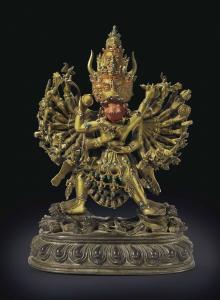 ANONYMOUS,A GILT BRONZE FIGURE OF VAJRABHAIRAVA AND VAJRAVET,16th Century,Christie's GB 2018-03-21