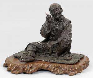 ANONYMOUS,A Japanese bronze sculpture of an old farmer,Schloss DE 2017-12-02
