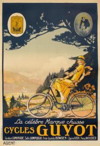 ANONYMOUS,A lady seated on a 'cycle Guyot' before a Swiss mountain landscape,Bonhams GB 2018-09-01