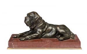 ANONYMOUS,A Mastiff dog on a rouge marble base, French, 19th century,Mossgreen AU 2017-03-28
