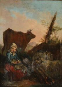ANONYMOUS,A peasant girl with animals,Bruun Rasmussen DK 2018-03-26