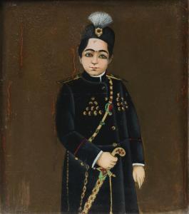 ANONYMOUS,A reverse-glass painting of Ahmad Shah Qajar,1910-15,Bonhams GB 2018-04-24