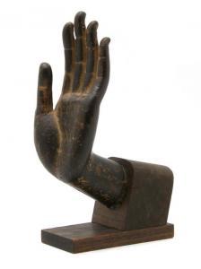ANONYMOUS,A Southeast Asian Painted Terracotta Model of the Hand of Buddha,Hindman US 2009-10-04