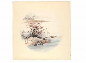 ANONYMOUS,A watercolor drawing depicting a river landscape w,20th century,Zeeuws NL 2018-03-20