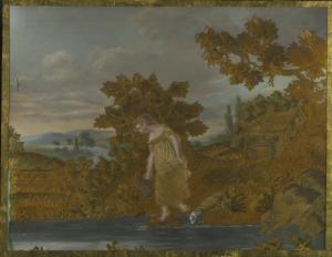 ANONYMOUS,A  YOUNG  LADY  WITH  BASKET  AT  WATER'S  EDGE  WITH  HER  DOG,Sotheby's GB 2013-01-26