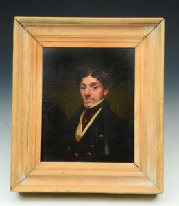ANONYMOUS,a young man with black stock and navy blue brass b,1826,Mallams GB 2017-06-21