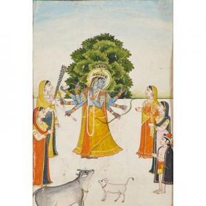ANONYMOUS,Blue Krishna surrounded by milkmaids,1820,Rago Arts and Auction Center US 2019-04-14