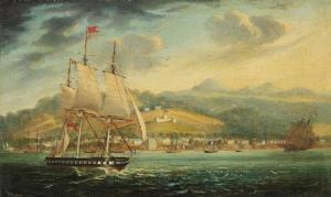 ANONYMOUS,Britisches Kriegsschiff vor Küstenlandschaft,1833,Ketterer DE 2008-10-24