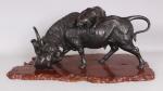 ANONYMOUS,BRONZE MODEL OF A BUFFALO BEING ATTACKED BY TWO TIGERS,ARCADIA S.A.R.L FR 2018-03-21