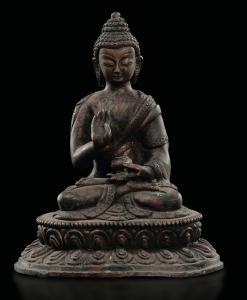 ANONYMOUS,Buddha seduto su doppio fiore di loto,19th century,Cambi IT 2018-12-18