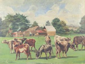 ANONYMOUS,cattle and donkey in a country landscape,20th Century,Denhams GB 2018-06-20