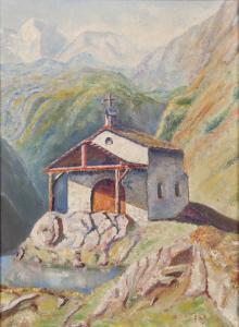 ANONYMOUS,Chapelle dans les Alpes avec petit lac,Dogny Auction CH 2012-07-02