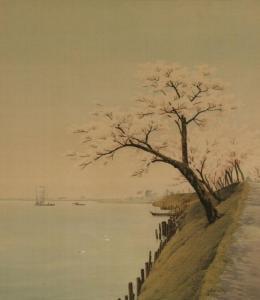 ANONYMOUS,cherry blossoms scenic textile panel.,Ripley Auctions US 2011-01-22