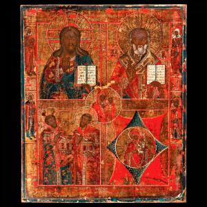 ANONYMOUS,Christ, Saint Nicholas the Miracle Maker, Cosmas a,Nagyhazi galeria HU 2016-12-15