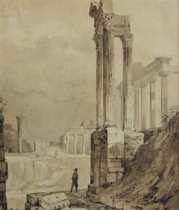 ANONYMOUS,CLASSICAL RUINS WITH FIGURE IN THE FOREGROUND,1800,Potomack US 2017-09-23