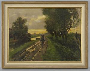 ANONYMOUS,country landscape with a woman carrying water,Dallas Auction US 2011-02-08