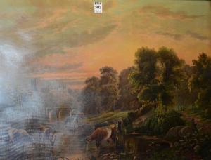 ANONYMOUS,Cows by River with Castle Beyond,Shapes Auctioneers & Valuers GB 2016-09-03