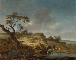 ANONYMOUS,Dune landscape with ford,1659,Galerie Koller CH 2008-09-15