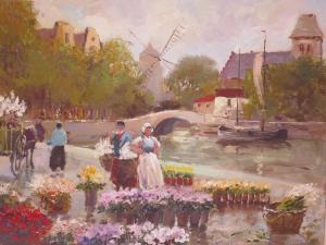 ANONYMOUS,Dutch flower market by a canal,Crow's Auction Gallery GB 2017-12-06