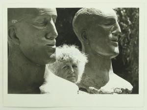 ANONYMOUS,Elisabeth Frink with her sculpture,1977,Burstow and Hewett GB 2018-03-22