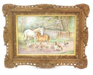 ANONYMOUS,farmyard scene of a horse, her foal and span,1976,Fieldings Auctioneers Limited 2019-02-02