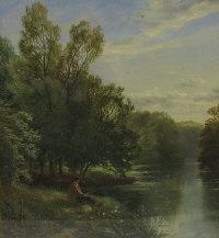 ANONYMOUS,Figure fishing on a riverbank,Serrell Philip GB 2015-09-17