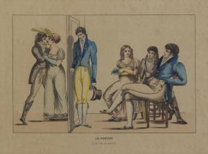 ANONYMOUS,figures in 19th century attire socializing,Hindman US 2013-02-10