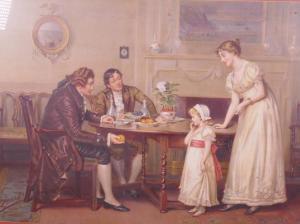ANONYMOUS,Figures in Regency dress around a table,Crow's Auction Gallery GB 2017-11-08