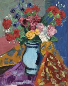 ANONYMOUS,Fleurs Vase Bleu Clair,John Moran Auctioneers US 2017-02-21
