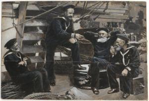 ANONYMOUS,four sailors on a deck,1922,Butterscotch Auction Gallery US 2019-03-30