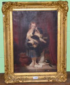 ANONYMOUS,full length portrait of a young girl holding a Kin,19th century,Tennant's GB 2017-09-23